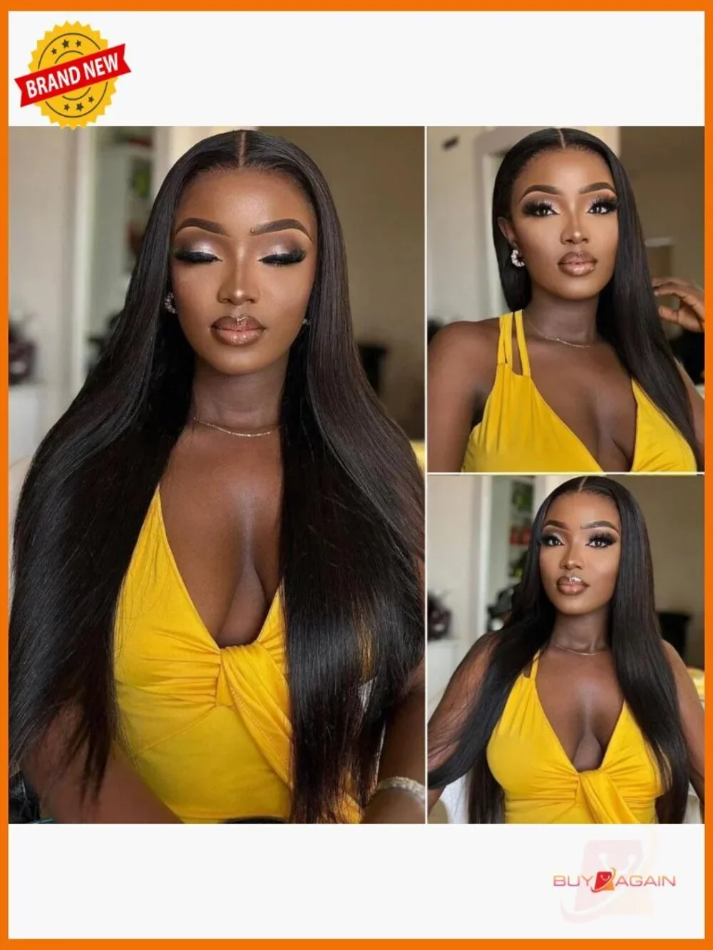 Glueless Lace Front Wig Brazilian Virgin Human Hair 24Inch 4x4 Closure